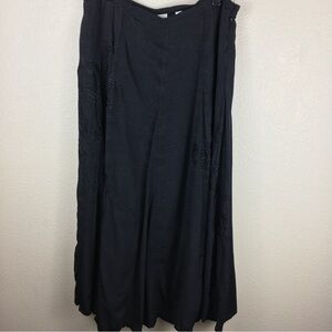 Coldwater Creek Women's Black Embroidered Fully Lined Maxi Skirt Size M